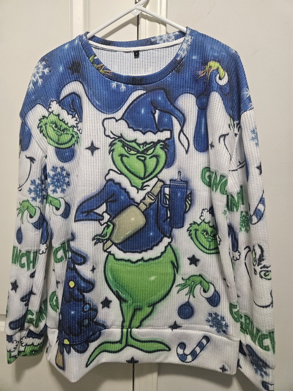 Holiday Grinch Graphic Sweater - Blue & Green